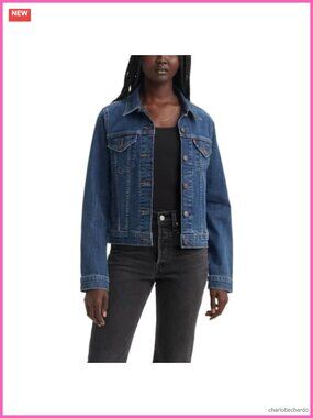 Women's Classic Denim Trucker Jacket with Deep Inside Pockets Long Sleeve